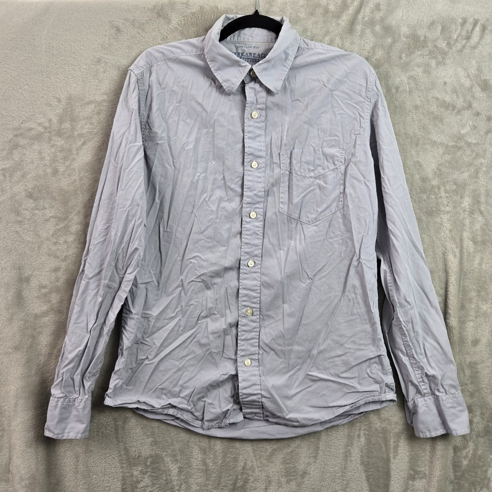 American Eagle Outfitters Button Up Shirt Mens M Gray Slim Fit Long Sleeve